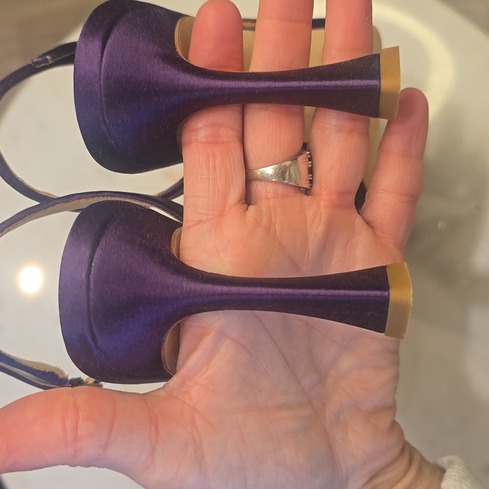 Badgley Mischka Satin Crystal Slingbacks (Purple) - Picture 7 of 8